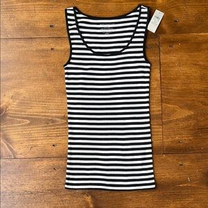 Ann Taylor Black and White Striped Tank Top